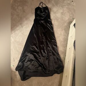 Black Satin Maxi Skirt - Sleek Evening Silhouette